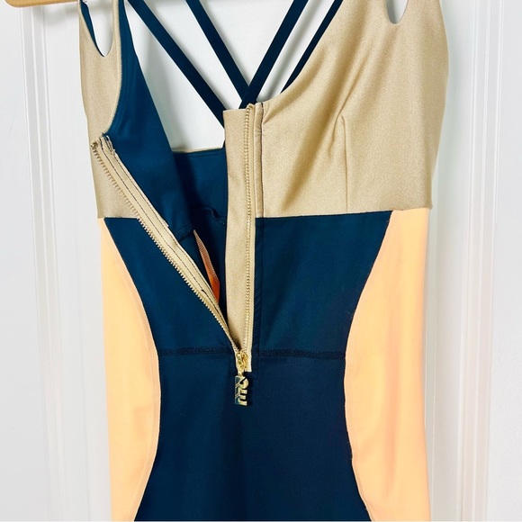 PE Nation Downswing Bodysuit Romper Small Hourglass Design, Black Gold One-Piece - Picture 7 of 12